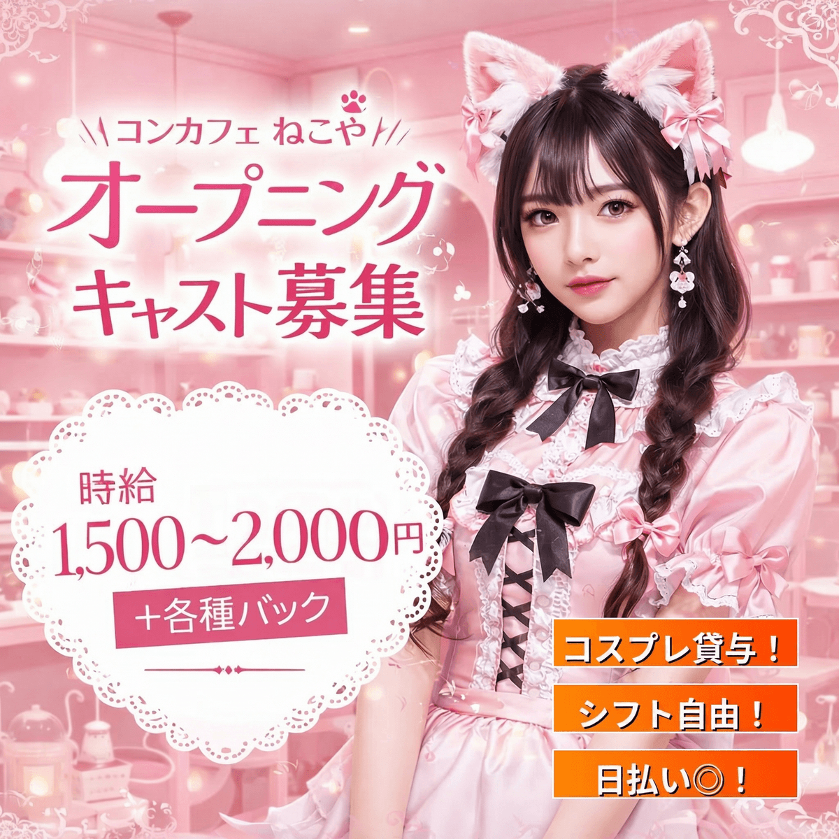 【難波】NEKO CAFE ねこや｜ネコ耳つけてゆるかわ接客♪