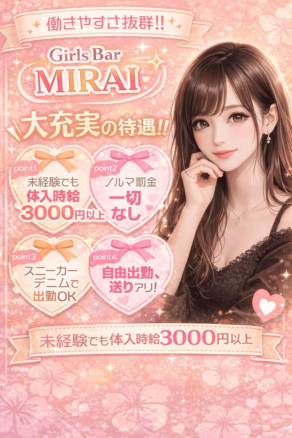 【梅田】Girls Bar MIRAI｜日払いOK！大阪で楽しく稼ごう